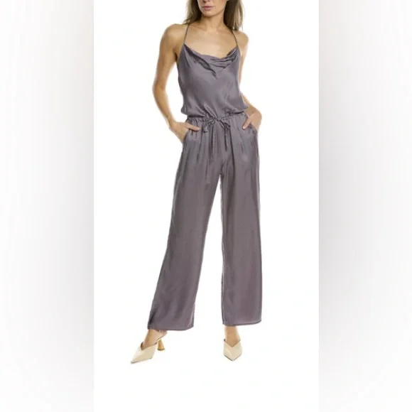 NWT chaser silky basics cross back jumpsuit grey - Picture 1 of 9